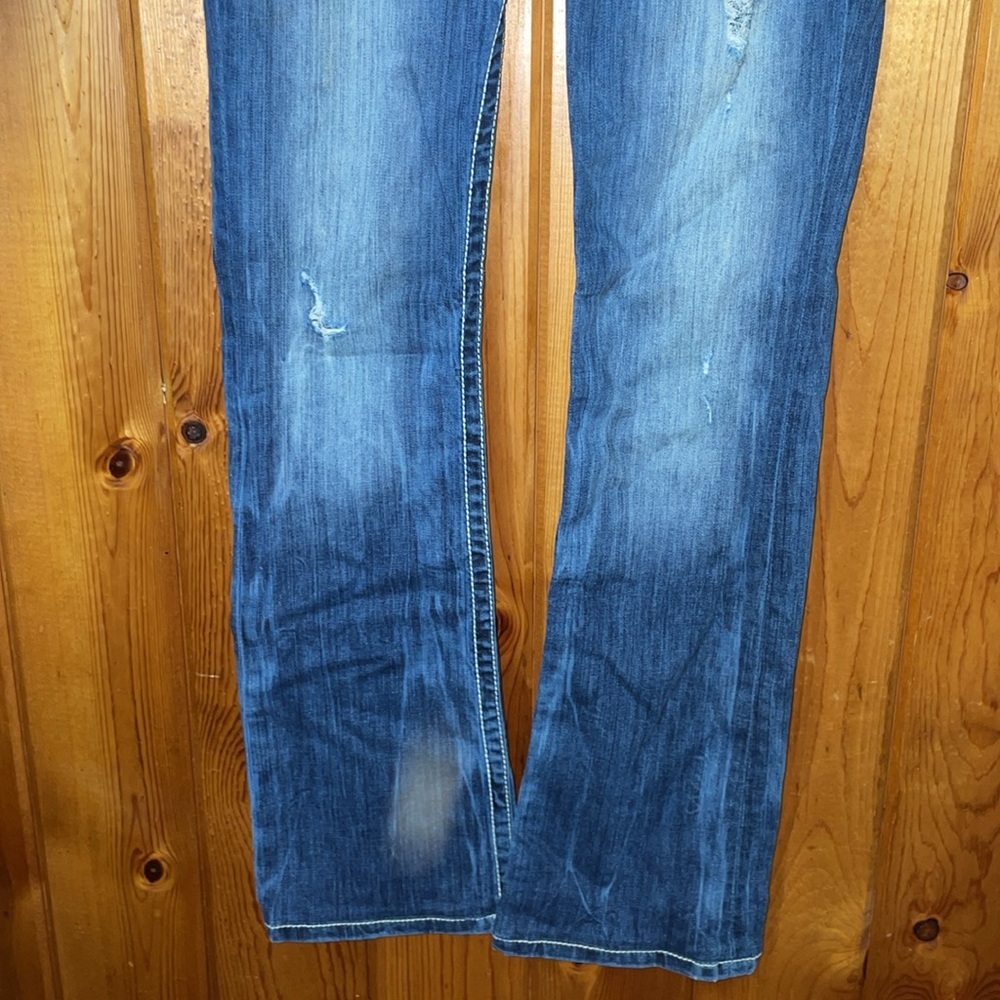 BKE denim Stella distressed jeans bootcut size 26x31 1/2 lighter western country - Picture 5 of 11